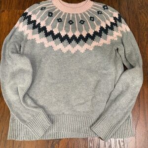 Gray and Pink Patterned Sweater